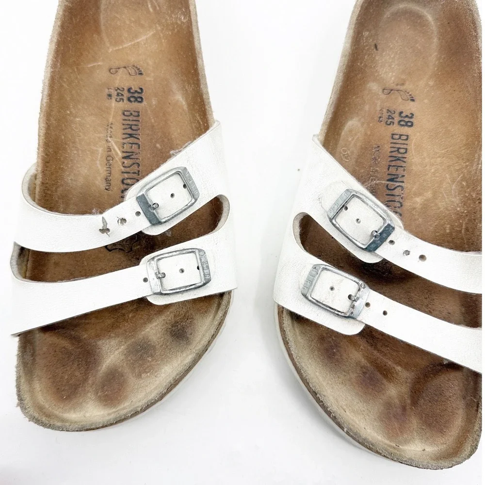 Birkenstock Ibiza White Birko-Flor Two Strap Sandals Womens 38 L7 M5 - Picture 10 of 11